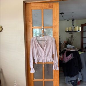 Lush Pink Long Sleeve Crop Blouse